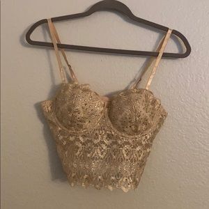 Rhinestone Lace Underwire Bustier Top